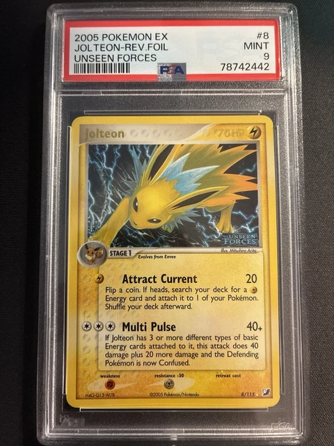Pokemon 2005 EX Unseen Forces Jolteon Reverse Holo #8 PSA 9 Low Pop