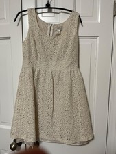 Ann Taylor Loft Sleeveless Lace Dress Size 4P cream A-Line Knee Length