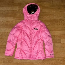 Vintage FUBU Pink Hooded Puffer Jacket Youth Size 10/12 Retro 90s Streetwear Y2K