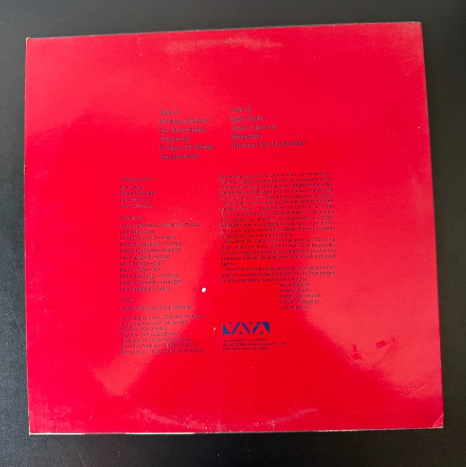 Celia Cruz & Johnny Pacheco - De Nuevo [1985] Vinyl LP Salsa Guaguanco Vaya Rare - Image 2 of 4