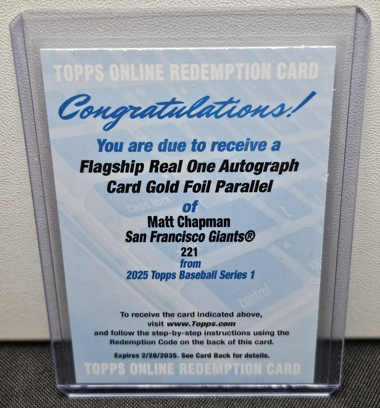 2025 Topps Series 1 Matt Chapman /50 GOLD Flagship Real One Auto Redemption