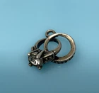 Engagement Eternity Wedding Rings Vtg Sterling Silver Bracelet Charm  1.3g