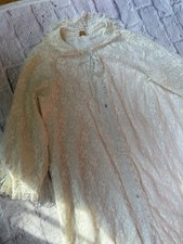 Vintage MISS ELAINE White Lace Dressing Gown Robe Nightgown Dress