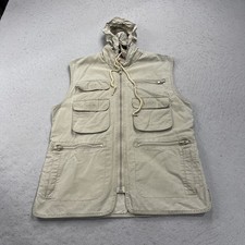 VINTAGE Banana Republic Vest Mens Small Beige Cargo Photographer Safari Cotton