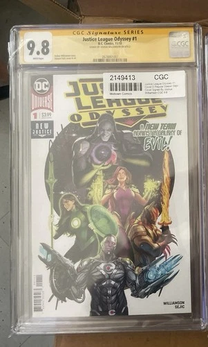 cgc Signature Justice League Odyssey #1 Signed By Joshua Williamson Graded 9.8