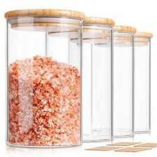 COCOYA 32 Oz Thick-Walled Glass Jars with Bamboo Lid Airtight 4 Pack