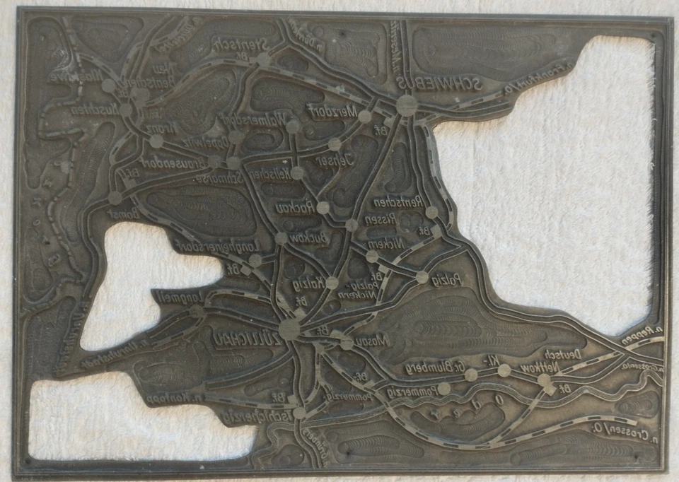 Deutsche Reichsbahn Druckplatte-Schwiebus,Crossen ,Mark Brandenburg Fahrplan