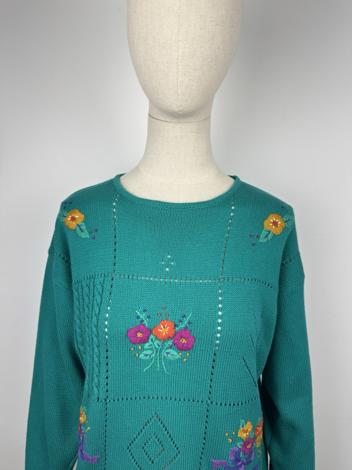 Women’s Vintage Tulchan Sweater Crew Neck Knitted Pullover size M image 2