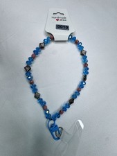 Handmade iPhone Hand Strap Made Out Of Light Blue , Pink And Silver Beads