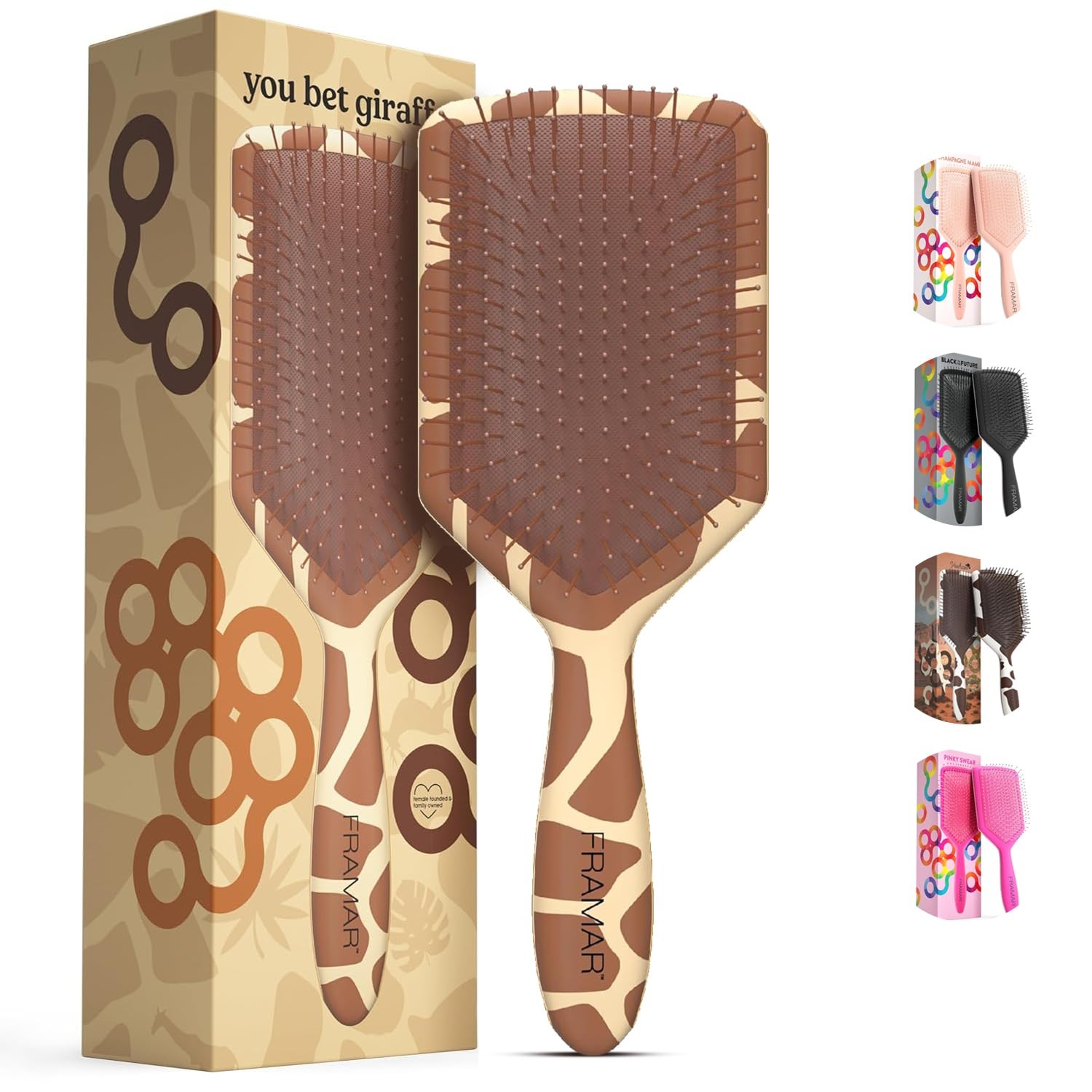 Framar Paddle Brush for Thick Hair – Hairbrushes Women, Curly Giraffe