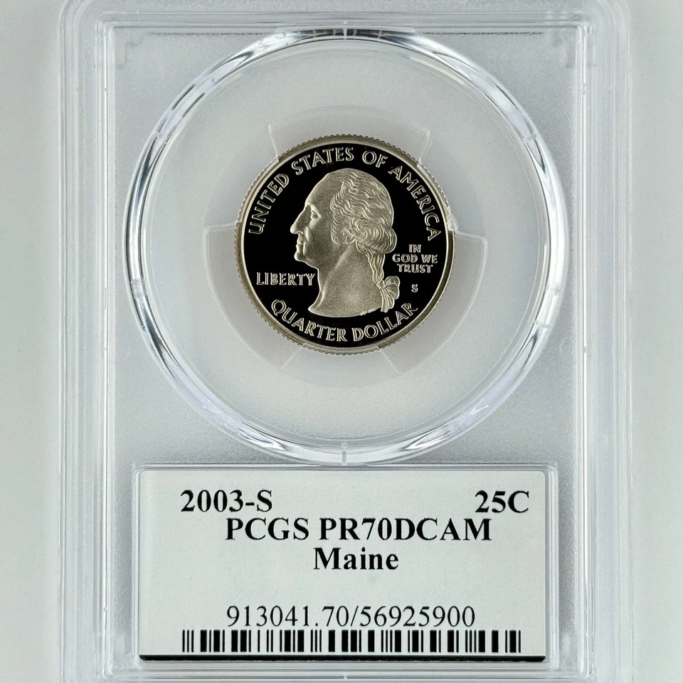 Maine Quarter PR70DCAM 2003-S PCGS Clad Best Top Grade 25c ME State Flag Label - Image 4 of 4