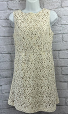 Warehouse Cotton Shift Dress Size 10 Cream White Broderie Anglaise Sleeveless