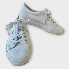Keds Jump Kick White Leather Sneakers Womens 8 Gold Eyelets WH63681 Low Top