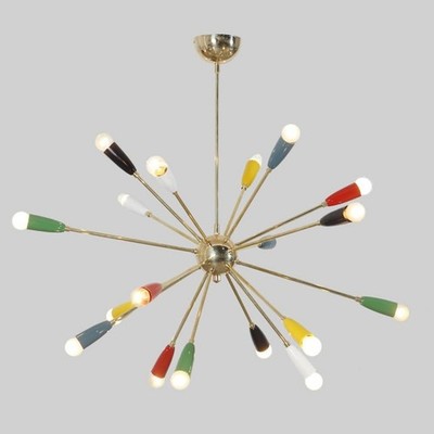 Mitte des Jahrhunderts Modern Polierte Messing Oberfläche Starburst Bunt Decken