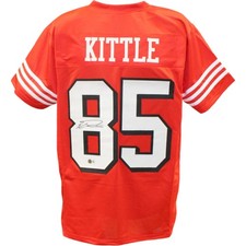 Jersey rojo autografiado estilo profesional George Kittle talla XL Beckett Witness 55460