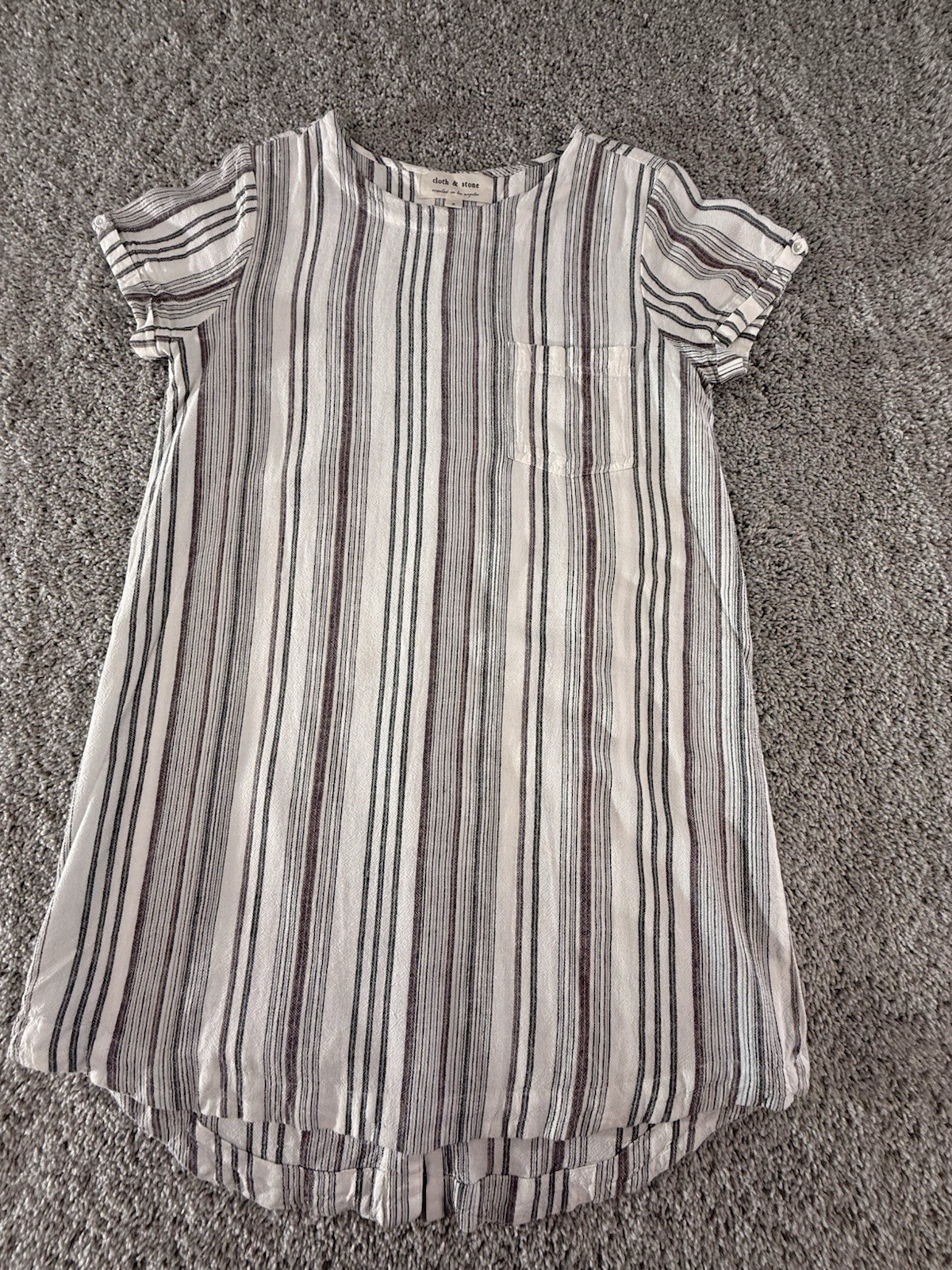 Cloth & Stone Women’s Dress Linen Blend Size Small Striped Short Sleeve