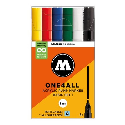 Molotow One4All Acryl Marker 127HS Neu Basic Set 1 (6 Marker) - 2 mm Spitze
