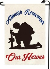 Always Remember Our Heroes Memorial Day Garden Flag for Outside 12x18 Inch Doubl