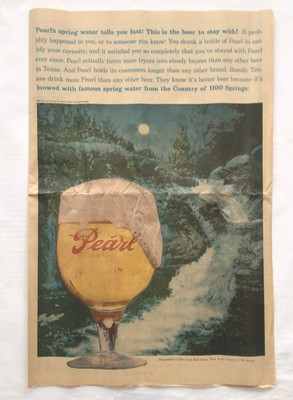 1960 S PEARL BEER FULL COLOR FORT WORTH  NEWSPAPER AD 