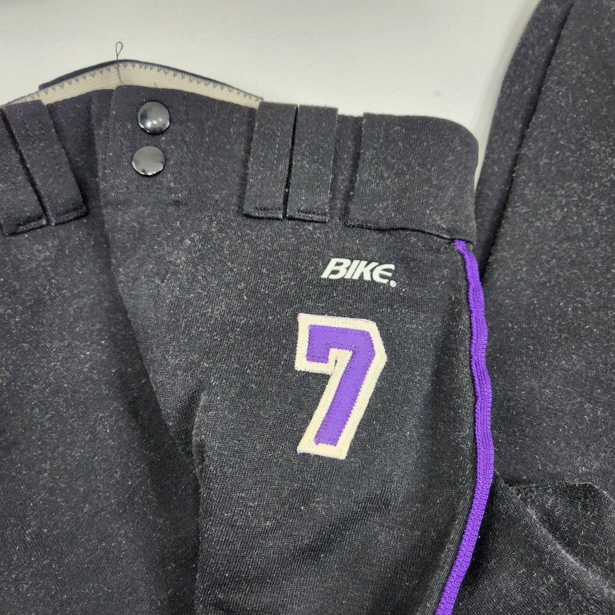 Softball Pants Baseball RETRO Bike Solid Black Purple Side Stripe