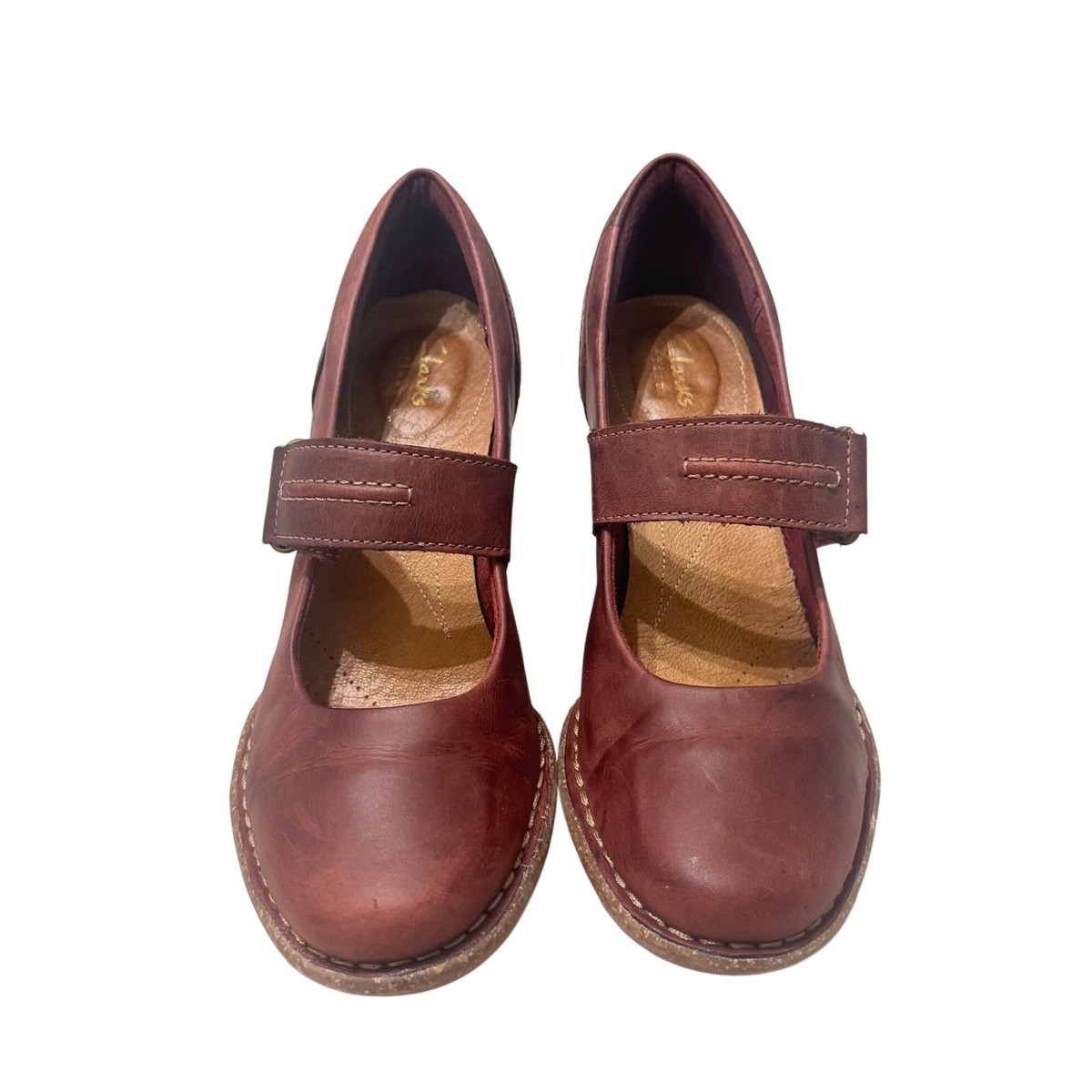 Clarks Artisan Carleta Prato Mary Jane Heels  6.5 Burgundy Leather View 4