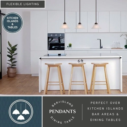 VAXCEL PD5027OBB Da Vinci 3L Bronze Linear Chandelier Island Pendant Light - Picture 3 of 9