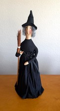Handmade Primitive Folk Art Witch with Broom ...