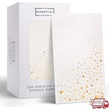 Elegant Gold Dinner Napkins 100 Pack 3-Ply Disposable Party Tableware Supplies