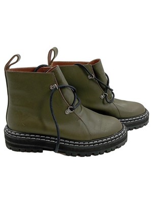 ATP Atelier Damen Stiefelette Leder Oliv Gr. 36 Schnürung Chunky Sohle