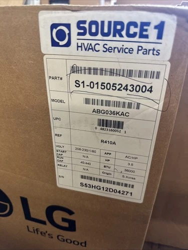 LG ABG036KAC A/C Compressor Scroll R410A 208-230V 1-Phase 3 Ton BRAND NEW