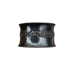 Victorian silver plate floral design napkin ring monogram m vintage