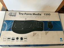 Adesso Tru-Form Media 1500 Wireless Ergonomic Keyboard Laser Mouse OS NWOT