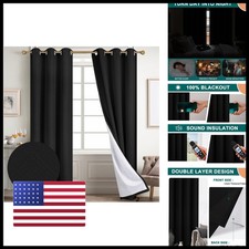 Diraysid 100 Blackout Curtains Black Linen Curtains For Bedroom Grommet Thermal