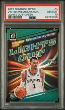 Victor Wembanyama RC /5 PSA 10 Pop 2 Green Optic Lights Out Rookie 2023 SSP