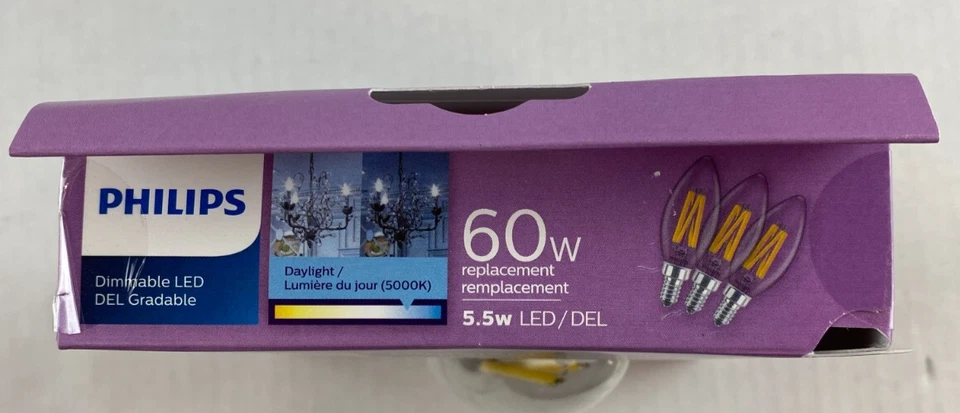 Philips 60W Replacement 5.5W LED daylight Light Chandler Dimmable E12 - Image 2 of 4