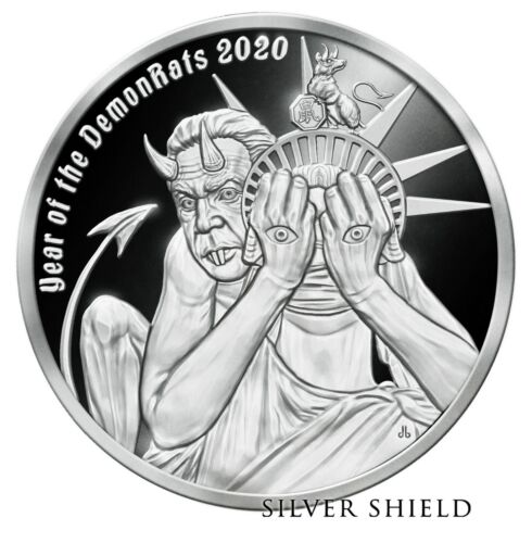2020 1 OZ Year of the DemonRats V1 Silberschild 0,999 "In-Hand" Mini-Auflage - Bild 3 von 6