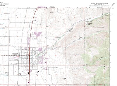 Smithfield Quadrangle Utah 1986 USGS Topo Map 7.5 Minute Topographic