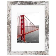 9x12 Picture Frame for 6x8 Photo with Mat or 9x12 Without Mat Distressed White