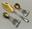 Dominick & Haff sterling Cupid Ice Cream Set: Slice & 10 Spoons Gilt