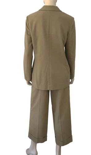 HOLLAND & HOLLAND LONDON Army Green Cotton Twill Blazer and Pants Suit 10 US 6 - Picture 2 of 6