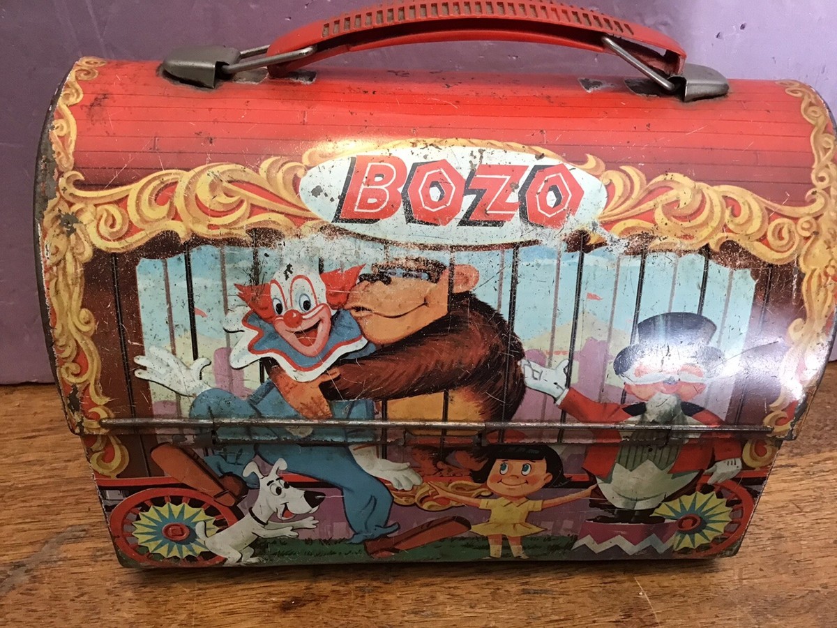 Rare Vintage 1963 Bozo the Clown metal Dome Lunchbox with Thermos