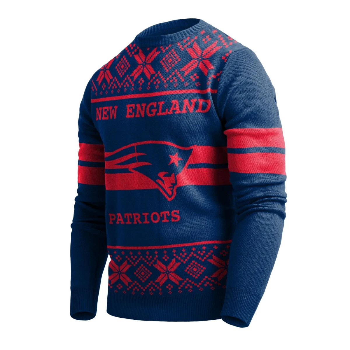 New England Patriots NFL Big Logo Light Up Sweater 5 Sizes FREE SHIP
