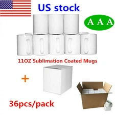 US 36pcs AAA Grade Blank White Mugs 11OZ Sublimation Coated Mugs for Heat Press