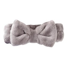 Gray Plush Bow Spa Polyester Headband One Size Fits Most Pack of 4