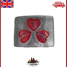 Tartancity - Men  s Kilt Belt Buckle by - Vibrant Red Irish Shamrock