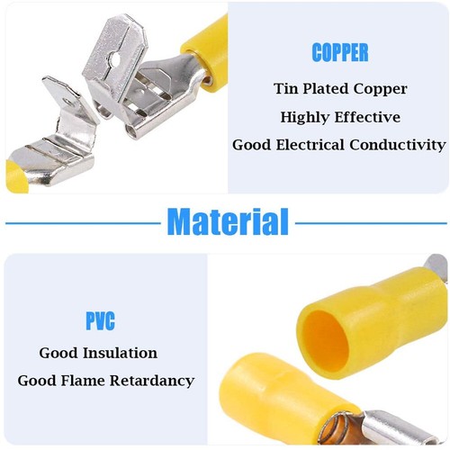 200pcs 12-10AWG Piggyback Spade Terminals 6.3mm Insulated Wire Crimp Connectors - Picture 3 of 7
