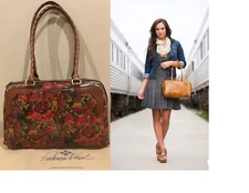 NWT Patricia Nash FABRIANO Rustic Nature Print Leather Shoulder Satchel Bag