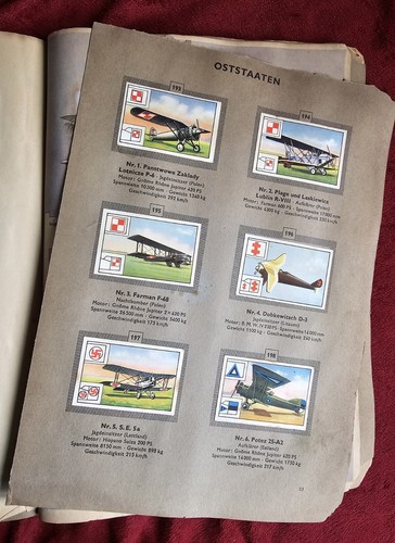 Vtg CIGARETTE CARD ALBUM/ BOOK In German Complete 216 Cards World Aircraft 1932 - Picture 14 of 17