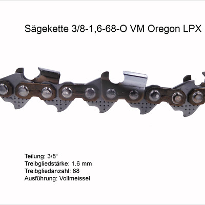Oregon LPX Sägekette 3/8 1.6 mm 68 TG VM Ersatzkette