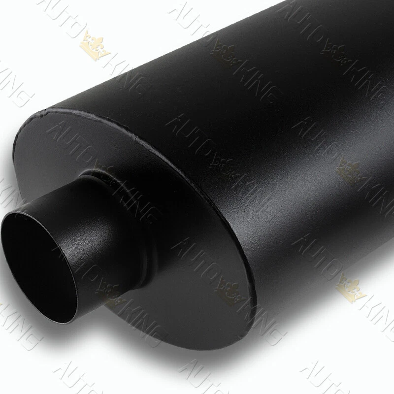 UNIVERSAL 3" DUAL ANGLE SLANT TIP T304 BLACK RACING EXHAUST MUFFLER 2.5" INLET - Image 4 of 4